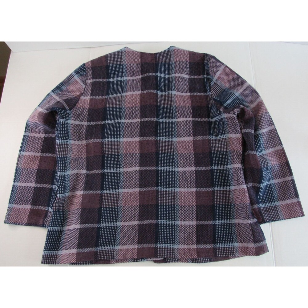 Womens Alfred Dunner Lined Purple/Pink/Blue Plaid Button Blazer Jacket Size 20W - Picture 3 of 5